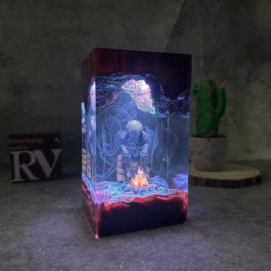 Bandai Ritter in Rüstung Figur aus Harz als Nachtlicht im Zwiebel-Stil, Sammlerstück Tischlampe Ornament, Multicolor - Bild 2