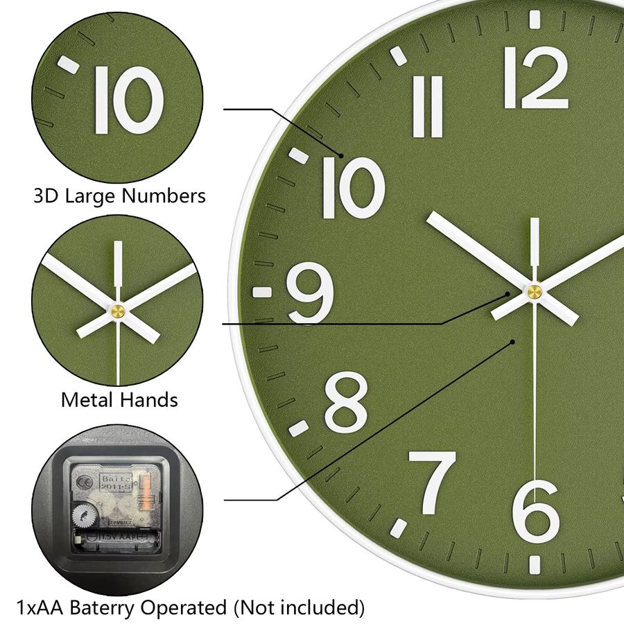 P.chuang Retro Quarz Wanduhr in Weiß mit modernem 3D-Kubus-Design und lautlosem Digital-Look für Wohnzimmer und Schlafzimmer - Bild 3