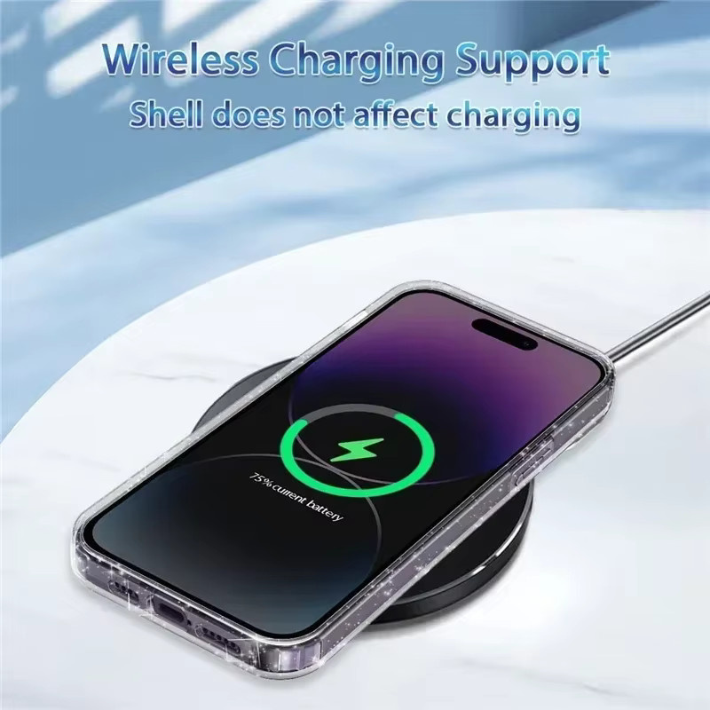 Glitzernde iPhone Hülle in Transparent mit Bling-Effekt für iPhone 16 15 14 13 12 11 Pro Max Plus Modelle - Bild 4