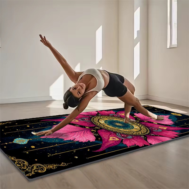 VIKAMA Yoga-Matte Pink Lotus Mandala, rutschfeste Meditationsmatte für Pilates und Fitness in Pink und Multicolour - Bild 6