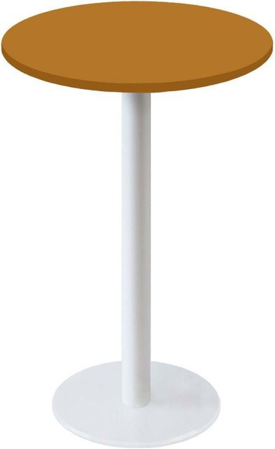 RestooTab Stehtisch Rome rund in Weiß und Senfgelb, Höhe: 110 cm, Durchmesser: 60 cm - Bild 1