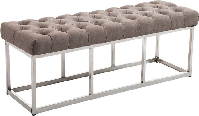 CLP Sitzbank Amun in Beige mit gestepptem Stoff-Bezug und Edelstahl-Gestell - Bild 1