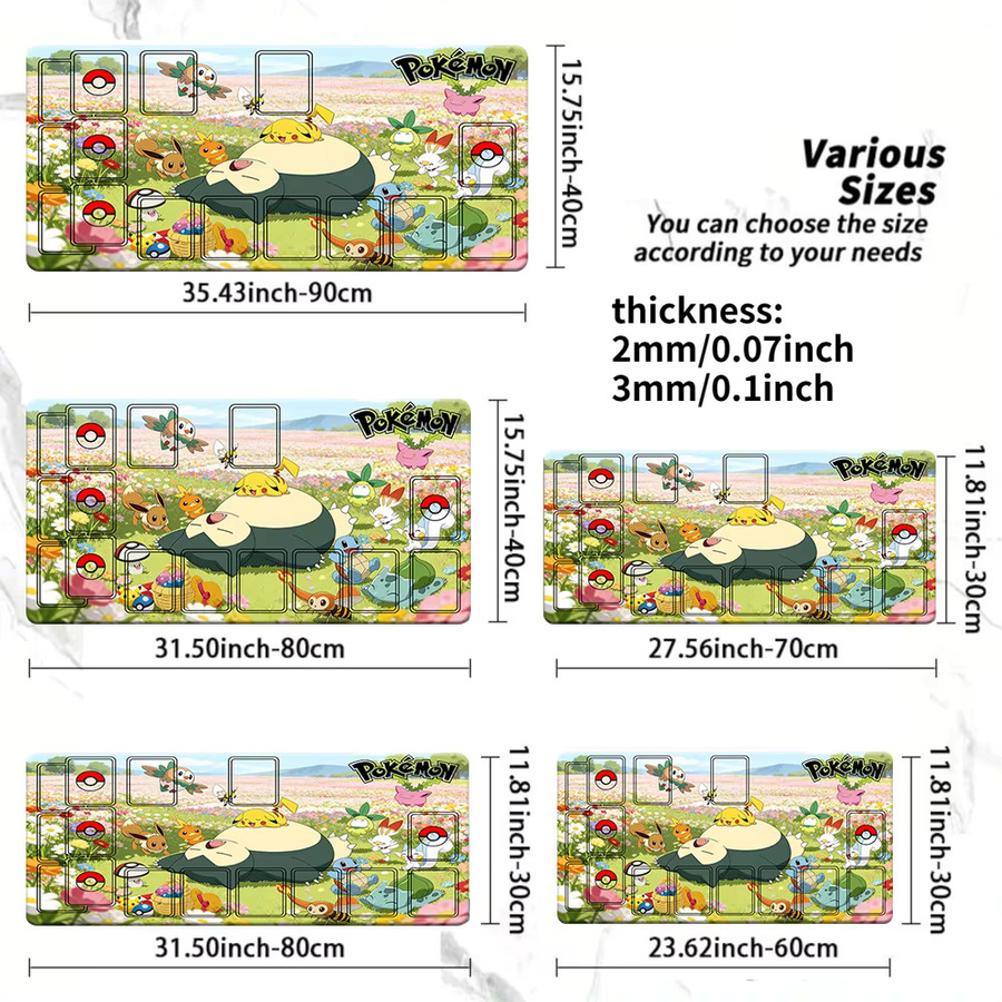 Potdemiel Pokémon Snorlax Flower Field TCG Spielmatte, Gaming-Mauspad - Bild 5