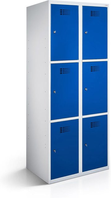 rotstahl Fächerschrank mit 6 Fächern in Dunkelblau und lichtgrauem Korpus, B/T/H: 60 x 50 x 180 cm - Bild 1
