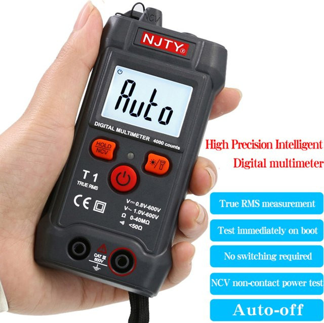 NJTY T1 Vollintelligentes Digitalmultimeter in Schwarz, Mini-Universal-Multimeter mit vollautomatischer Messfunktion - Bild 1
