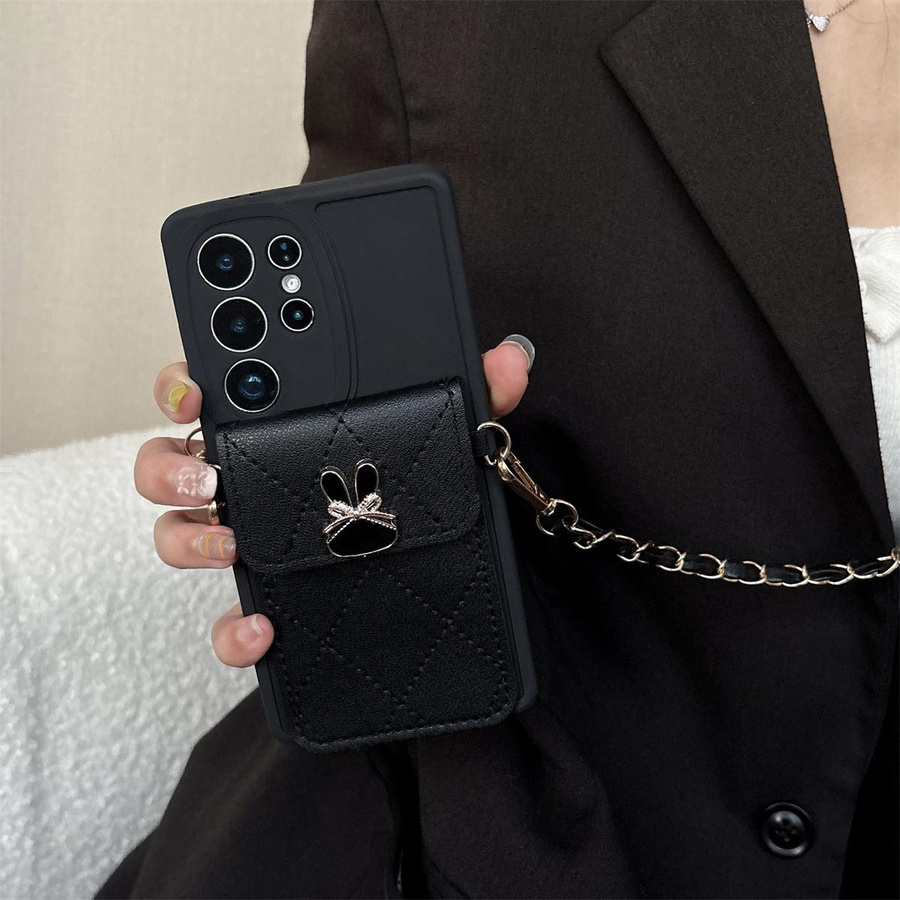 Samsung Handyhülle aus Leder mit Kartenhalter und Geldbörse im Cartoon-Design für Galaxy S25 S26 Ultra S24 S23 S21 S20 FE S22 Plus in Schwarz - Bild 2