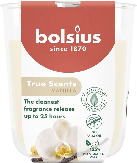 Bolsius Duftkerze True Scents Vanille im Glas, Elfenbein - Bild 1