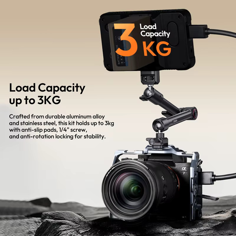 Ulanzi HD02 Magic Arm Kit 10 Zoll mit Superklemme in Schwarz für Stativ und Kamera sowie Fülllicht - Bild 3