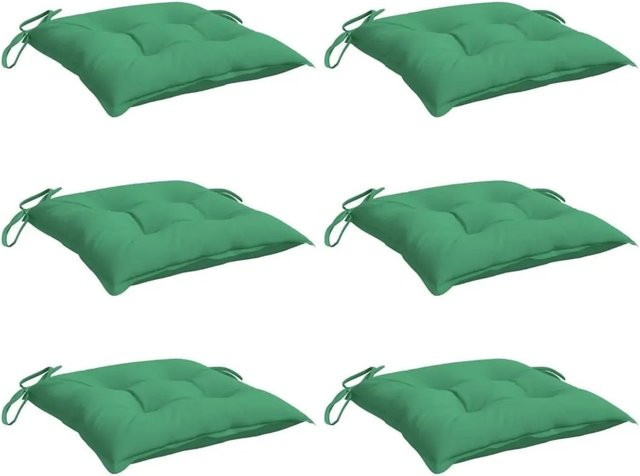 6er Set vidaXL Stuhlkissen aus wasserabweisendem Oxford-Gewebe in Grün, B/T/H: 40 x 40 x 7 cm - Bild 1