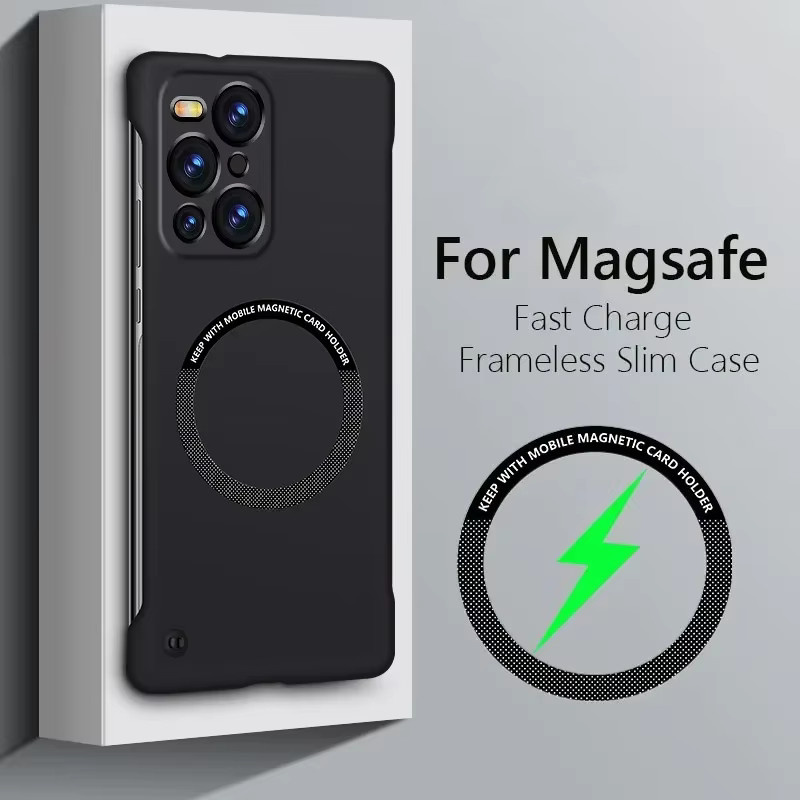 Ultradünne rahmenlose magnetische MagSafe Schutzhülle aus mattem PC für OPPO Find X8, X7, X6 und X5 Pro in Schwarz oder Orange - Bild 3