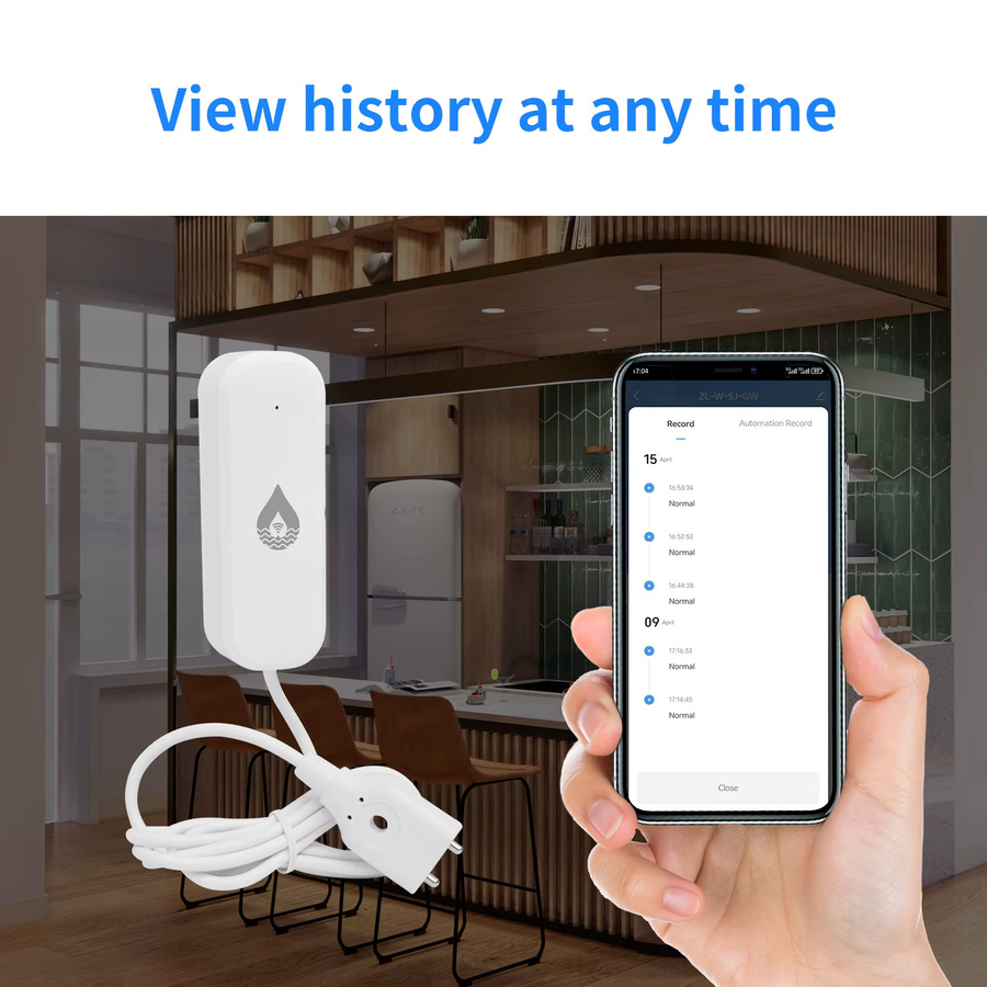 Tuya Smart Wasserleck-Sensor mit WiFi und Zigbee zur Fernüberwachung via Smart Life App, Überschwemmungsalarm für Haussicherheit, kompatibel mit Alexa und Google Home, Weiß - Bild 3