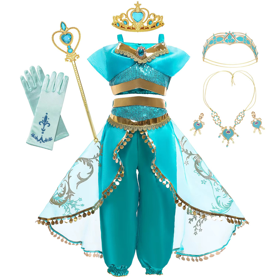 DOCHEER Disney Jasmine Aladdin Magic Lamp Prinzessinnenkleid, Cosplay-Kostüm, ab 2 Jahre - Bild 1