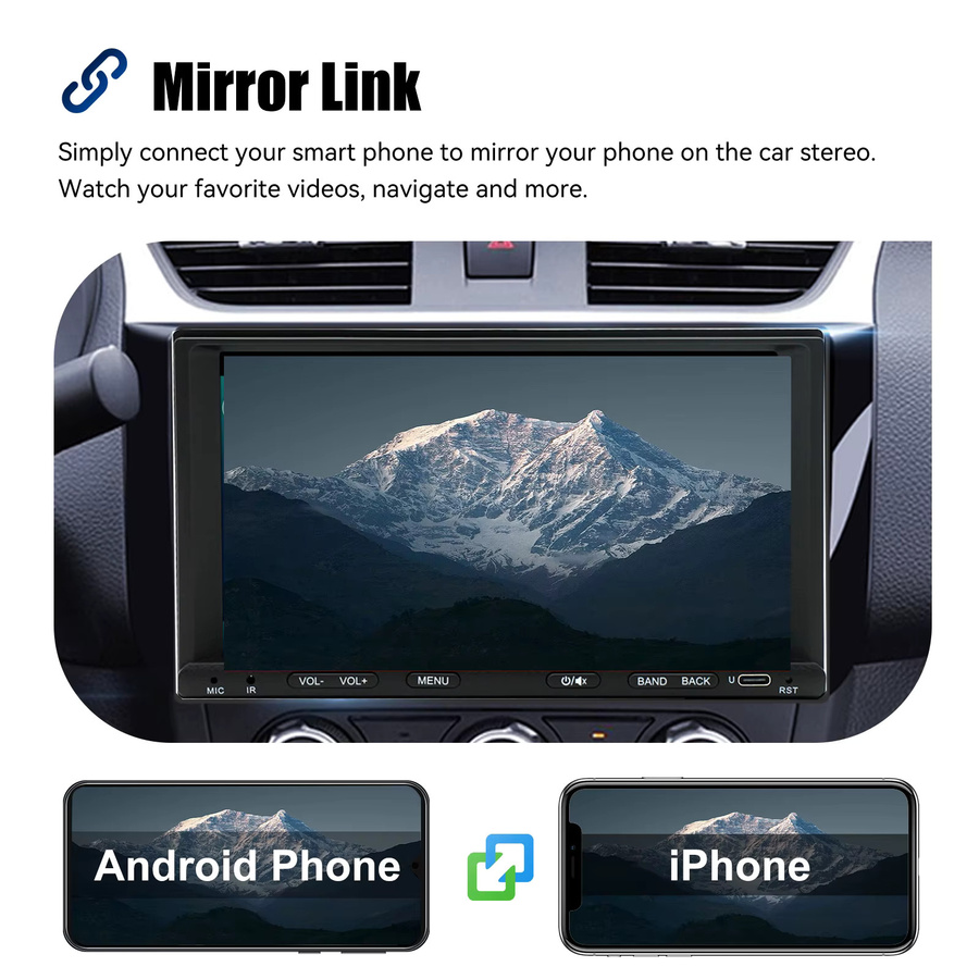 ESSGOO Universal Autoradio mit Android 15, 7 Zoll Touchscreen, GPS Navigation, Wireless CarPlay, Android Auto, Bluetooth, WiFi und USB Typ-C in Schwarz - Bild 5