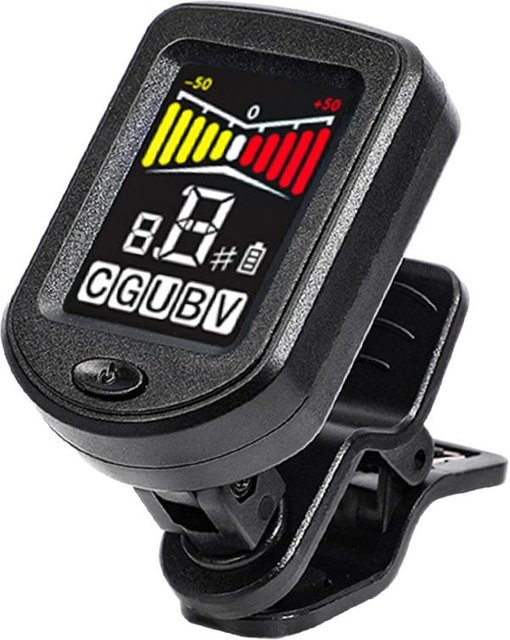 TOMTOP JMS Clip-On Gitarrentuner für Zwölfton-Stimmung mit farbiger Hintergrundbeleuchtung, Schwarz - Bild 1