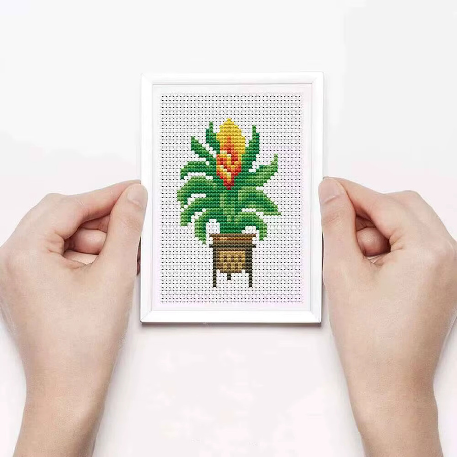 Huacan Mini-Kreuzstich-Set mit floralem Pflanzenblatt-Motiv in Multicolour - Bild 2