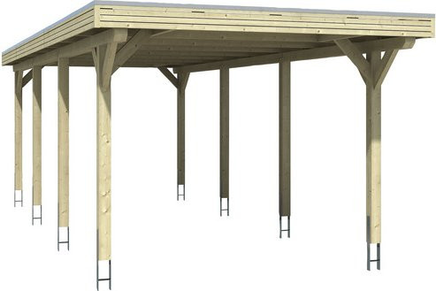 Skan Holz Carport Spessart aus Fichte und Leimholz in Beige mit Aluminium-Dachplatten, Breite: 355 cm, Tiefe: 846 cm, Höhe: 243 cm - Bild 3