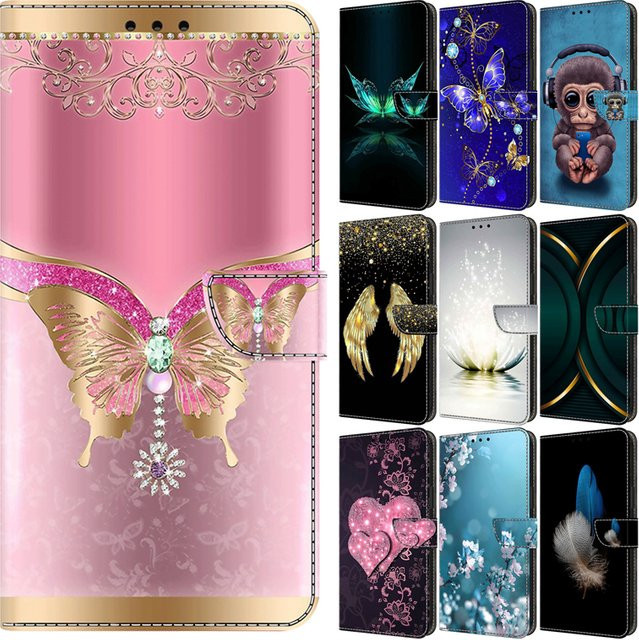 Magnetische Flip Leder Handyhülle im Brieftaschen-Design für Samsung Galaxy S8 S9 S10 S20 S21 S22 S23 S24 Ultra Plus S24 FE in Pink - Bild 1