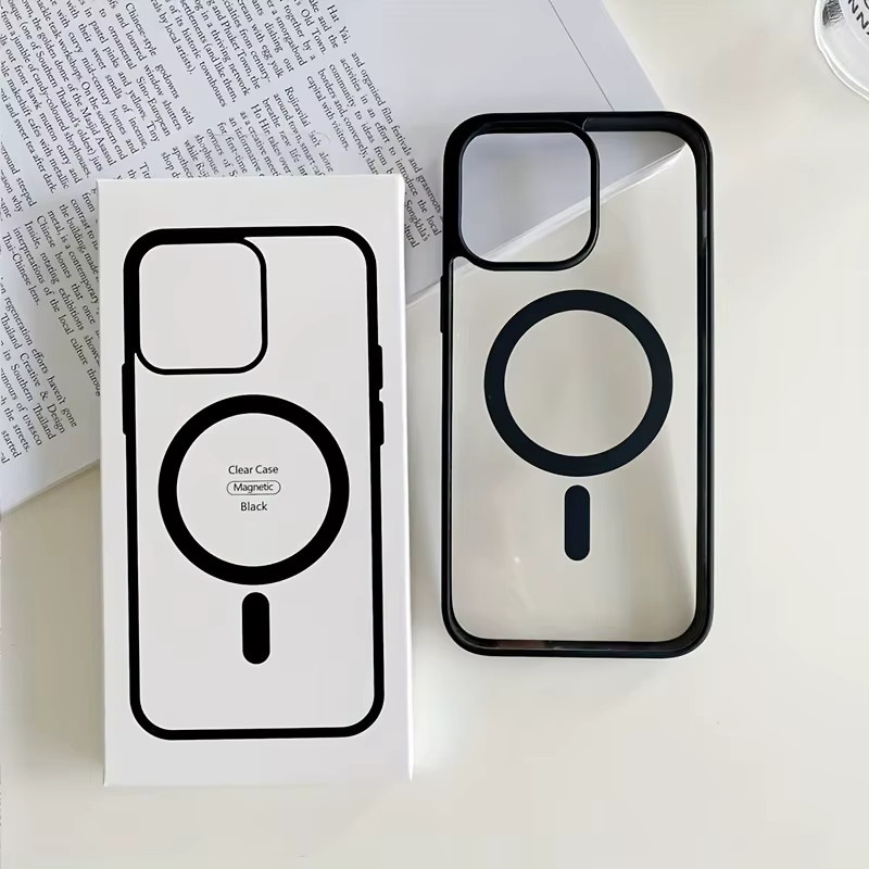 UYUXIO Magnetische Handyhülle für iPhone 16 15 14 13 12 11 Pro Max Plus Mini, Stoßfeste Schutzhülle in Schwarz und Transparent mit starkem Magneten - Bild 2
