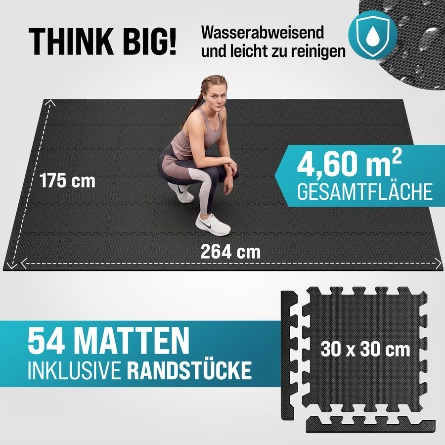 MONZANA Bodenschutz-Puzzlematten 54er-Set Schwarz H x B x T: 1 x 264 x 175 cm - Bild 2