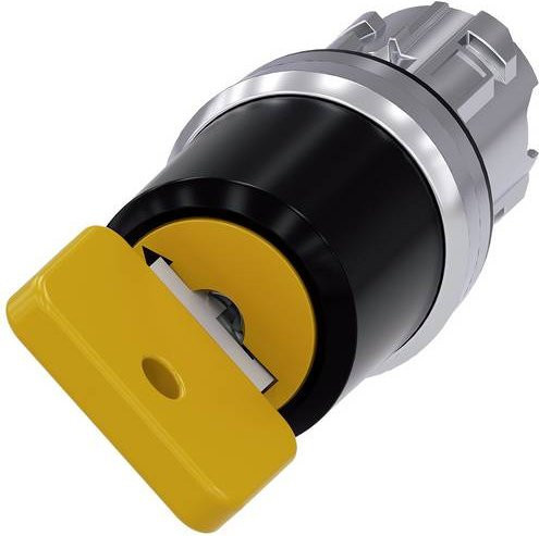 Siemens Schlüsselschalter 3SU1050-4JF21-0AA0 in Gelb mit 90° Drehung und IP69K Schutzart - Bild 1