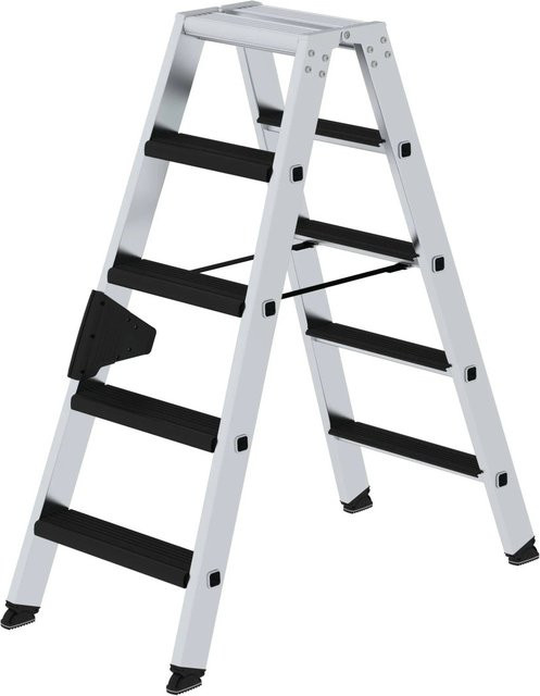 PROREGAL Stufen-Stehleiter Clip-Step Relax beidseitig begehbar, 2 x 5 Stufen, Silber - Bild 1