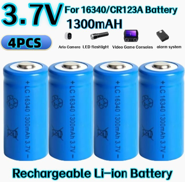 NDNNAS 16340 CR123A Li-Ion-Akku 3,7 V 1300 mAh in Blau für LED-Taschenlampen und Laserstifte - Bild 1