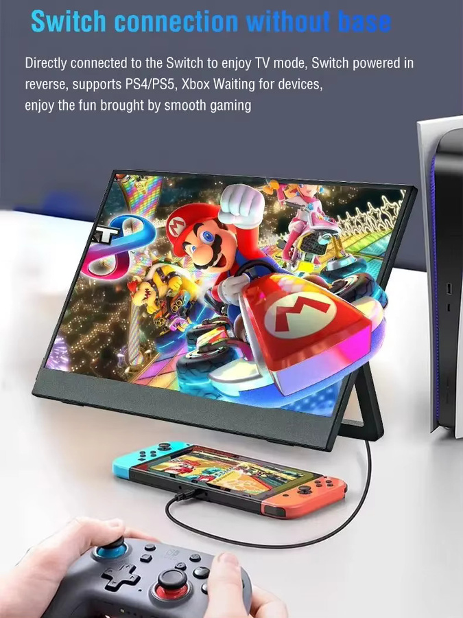 Anmite Tragbarer 16 Zoll Touchscreen-Monitor mit 2,5K Auflösung, 144Hz, 16:10, 100% sRGB und 500 cd/m², Schwarz - Bild 5