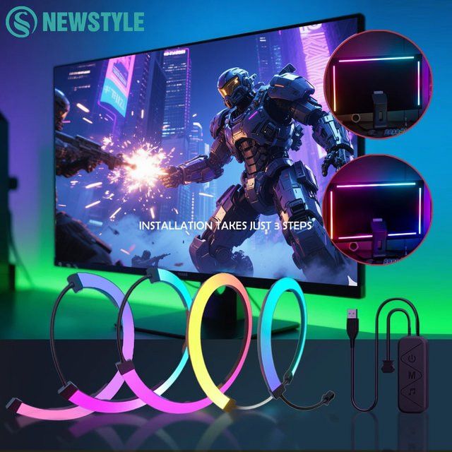 RGB Gaming Sync LED Lichtstreifen zur Monitor-Hintergrundbeleuchtung mit Musik-Synchronisation und App-Steuerung - Bild 1