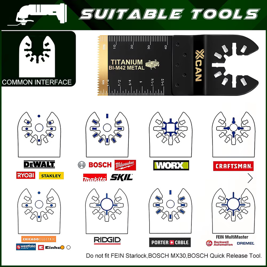 XCAN Titanbeschichtetes oszillierendes Multitool-Sägeblatt mit Schnellverschluss zum Schneiden von Metall, Holz und Kunststoff - Bild 4