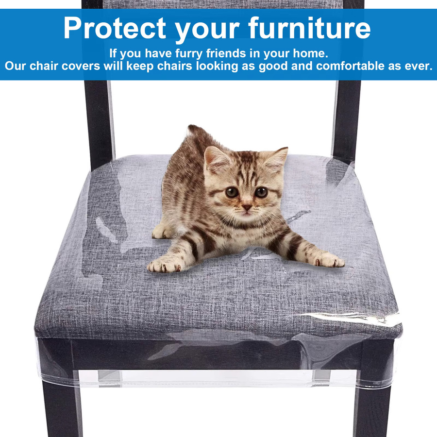 Willstar Transparente Stuhlhussen aus PVC, Wasserdichte Schutzhüllen für Esszimmerstühle, Anti-Scratch Sitzkissen-Schutz, Transparent - Bild 2
