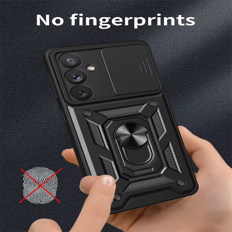 Schutzhülle mit Schiebe-Objektivabdeckung für Samsung Galaxy S24 Ultra S24 Plus S23 FE A55 A15 A05 in Schwarz und Blau mit militärischer Stoßfestigkeit - Bild 3