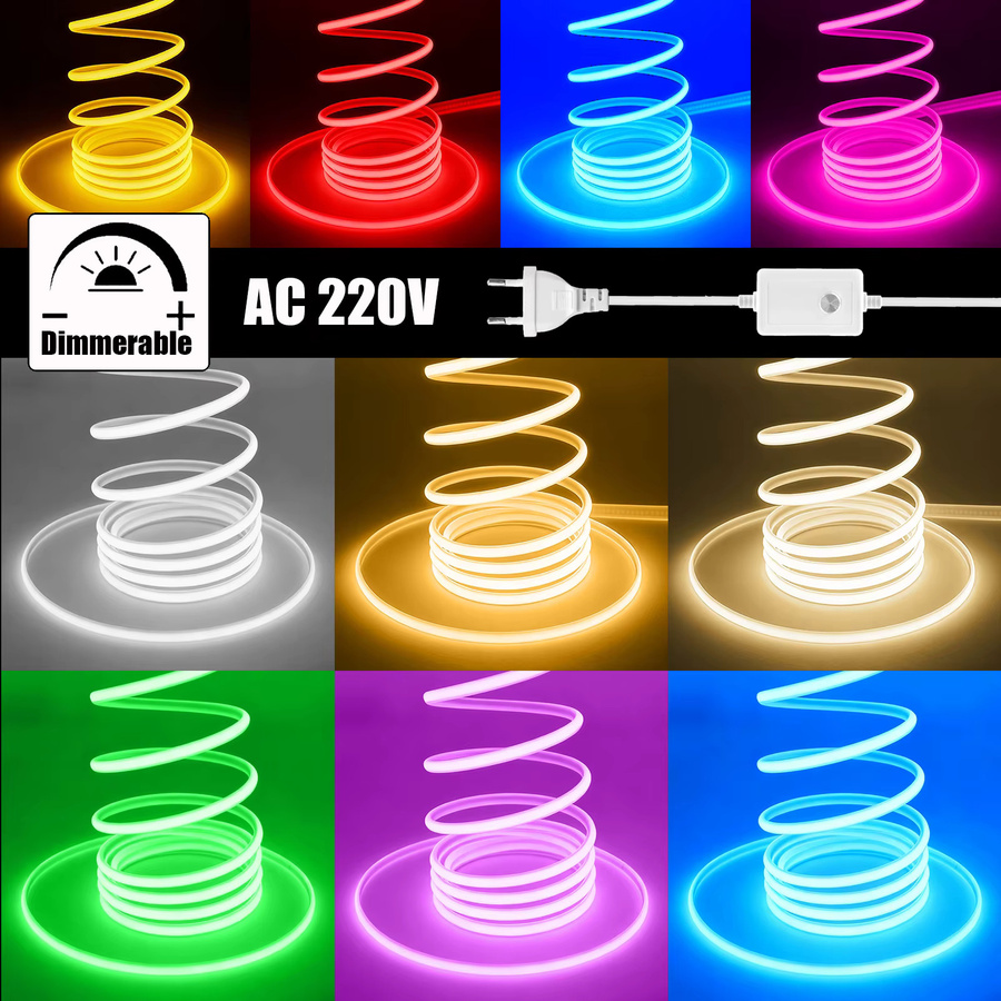 HEGEHE Dimmbarer COB LED-Neonlicht Streifen, Wasserdichtes Flexibles LED Band für 220V - Bild 3