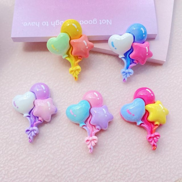 Yiran bag Harz Bastelsteine in Herz- und Sternform mit Ballon-Motiv, Multicolour, für DIY Schmuck und Scrapbooking - Bild 1