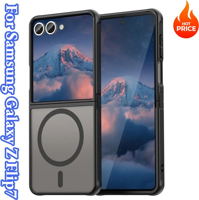 Business Hybrid Slim Matte Magnetische Hülle für Samsung Galaxy Z Flip7 FE in Transparent Blau mit TPU und PC Armor Schutz und Wireless Charging Kompatibilität - Bild 1