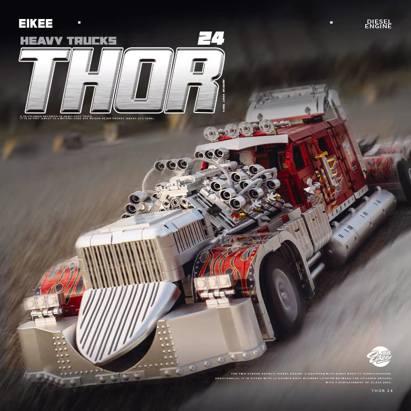 GUCAA MOC Technic RC Thor 24 Schwerer Lkw Baustein Set, Rotes Modellauto aus 3485 Teilen für Jungen ab 14 Jahren - Bild 2