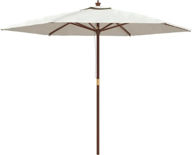 vidaXL Sonnenschirm mit Holzmast und Polyesterbespannung in Sandfarben B: 299 cm, H: 240 cm - Bild 1