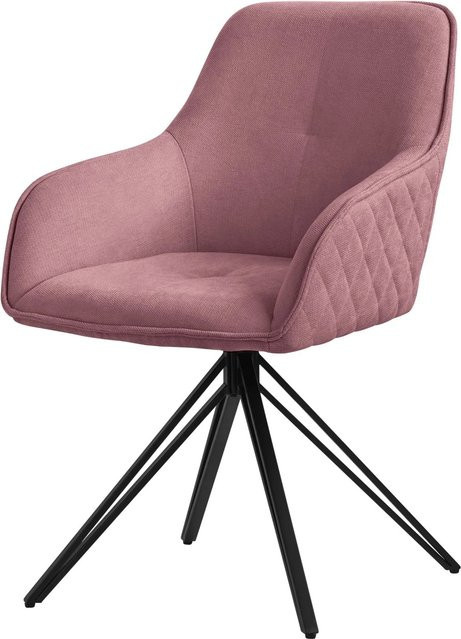 ML-Design Esszimmerstuhl drehbar in Altrosa aus Textil Webstoff mit Armlehnen und Rückenlehne - Bild 2