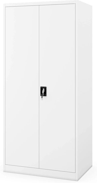 Abschließbarer Aktenschrank JAN NOWAK JAN H D600 aus Stahl in Weiß, H x B x T: 195 x 90 x 60 cm - Bild 1