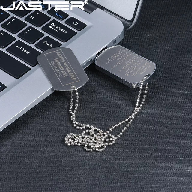 JASTER Metall-Soldat-Halskette USB-Flash-Laufwerk in Silber - Bild 1