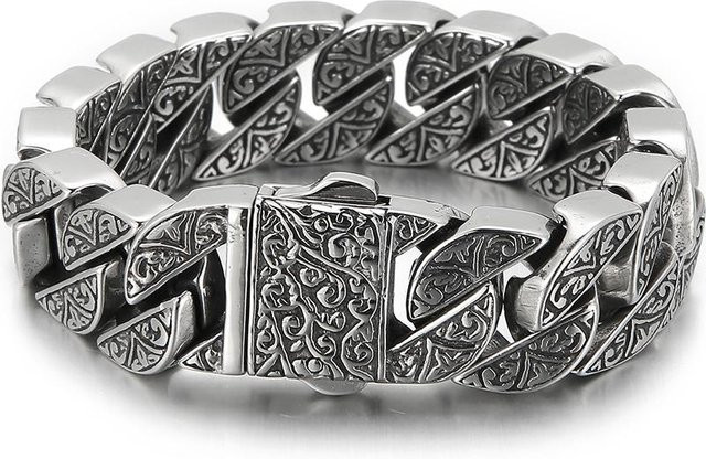 TrustyLan Jewelry Edelstahlarmband, Silber, Herren, 17 mm, kubanische Kette - Bild 1