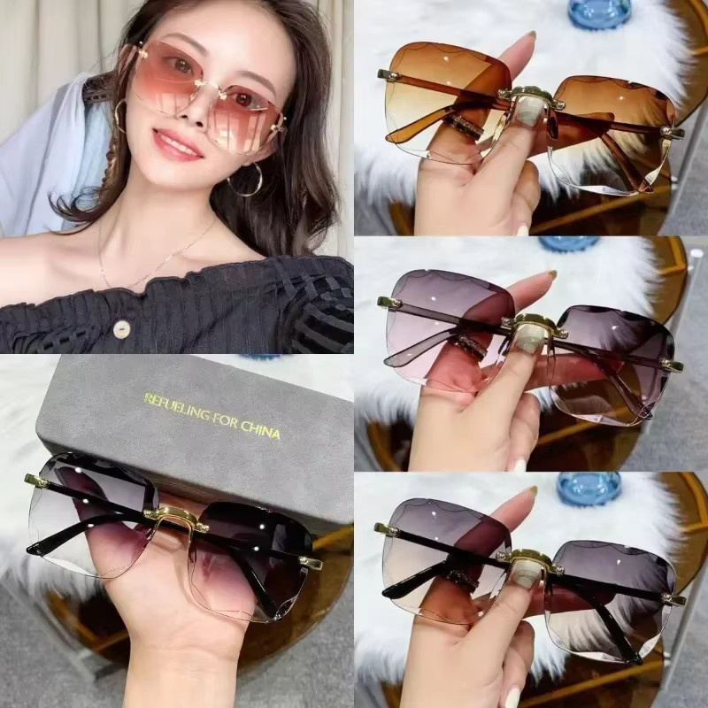MOYOKA Sonnenbrille, randlos, quadratisch, rot, Metall, Unisex - Bild 5