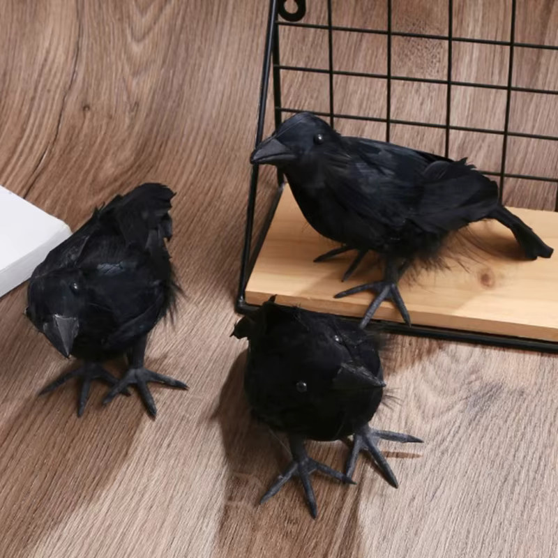 Schwarze Simulation Krähe als Vogelscheuche zur Schädlingsbekämpfung für Garten und Außenbereich - Bild 4