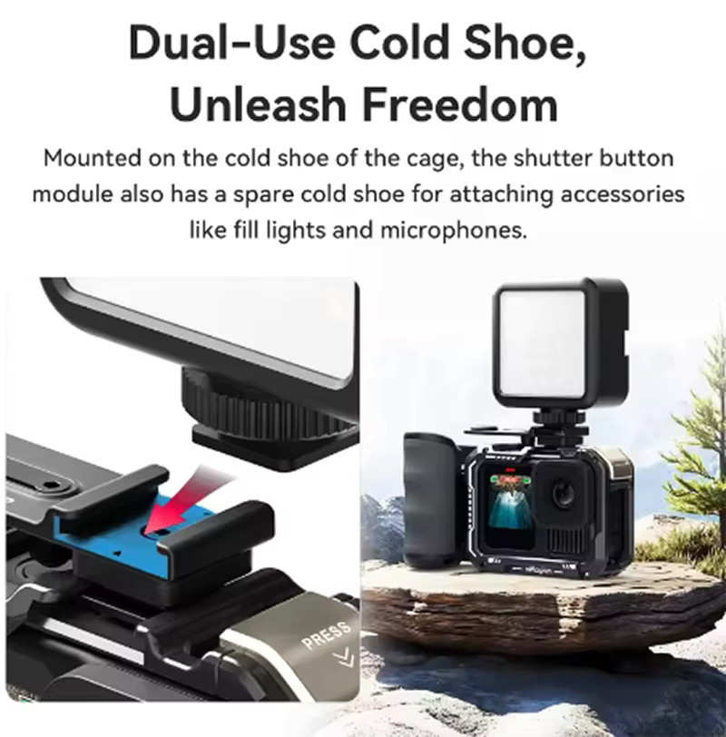 aMagisn Xplorer Grip Kit Zubehörset für Insta360 Ace Pro 2, Ace Pro und Ace Serie, Kameragriff aus ABS-Kunststoff mit Auslöseknopf, Schwarz - Bild 3