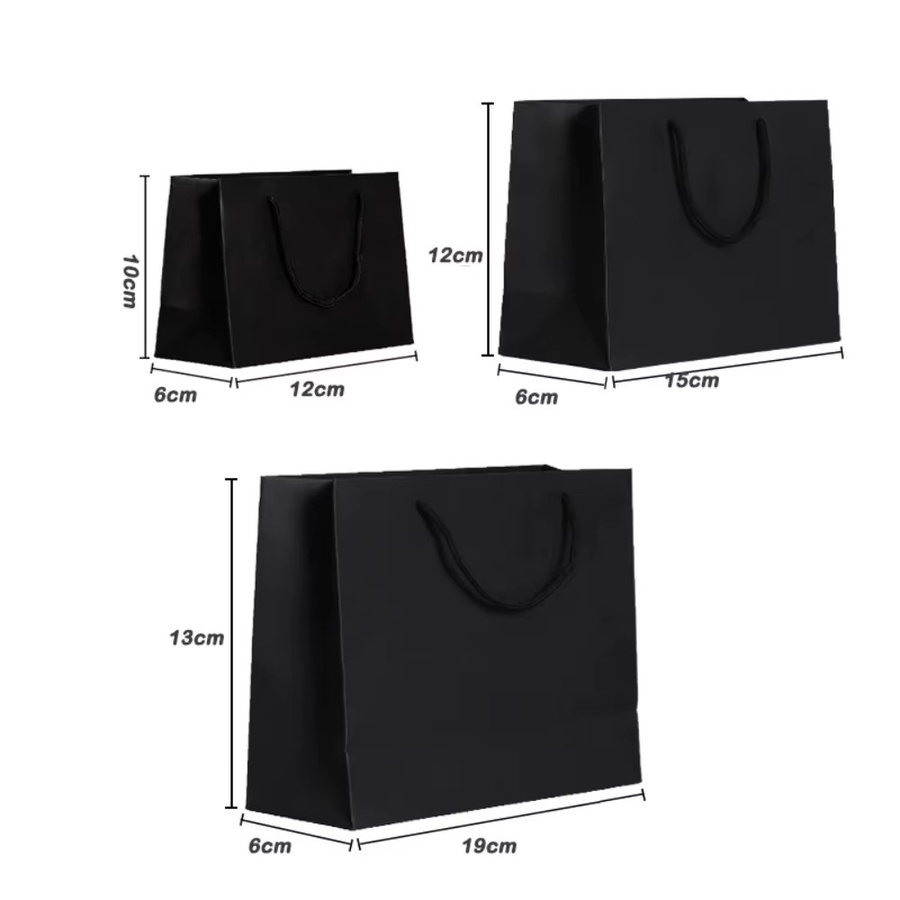 10 Stück kleine Papier-Geschenktüten mit Kordelgriffen in Schwarz und Weiß für Hochzeiten, Geburtstage oder Schmuckverpackungen - Bild 3