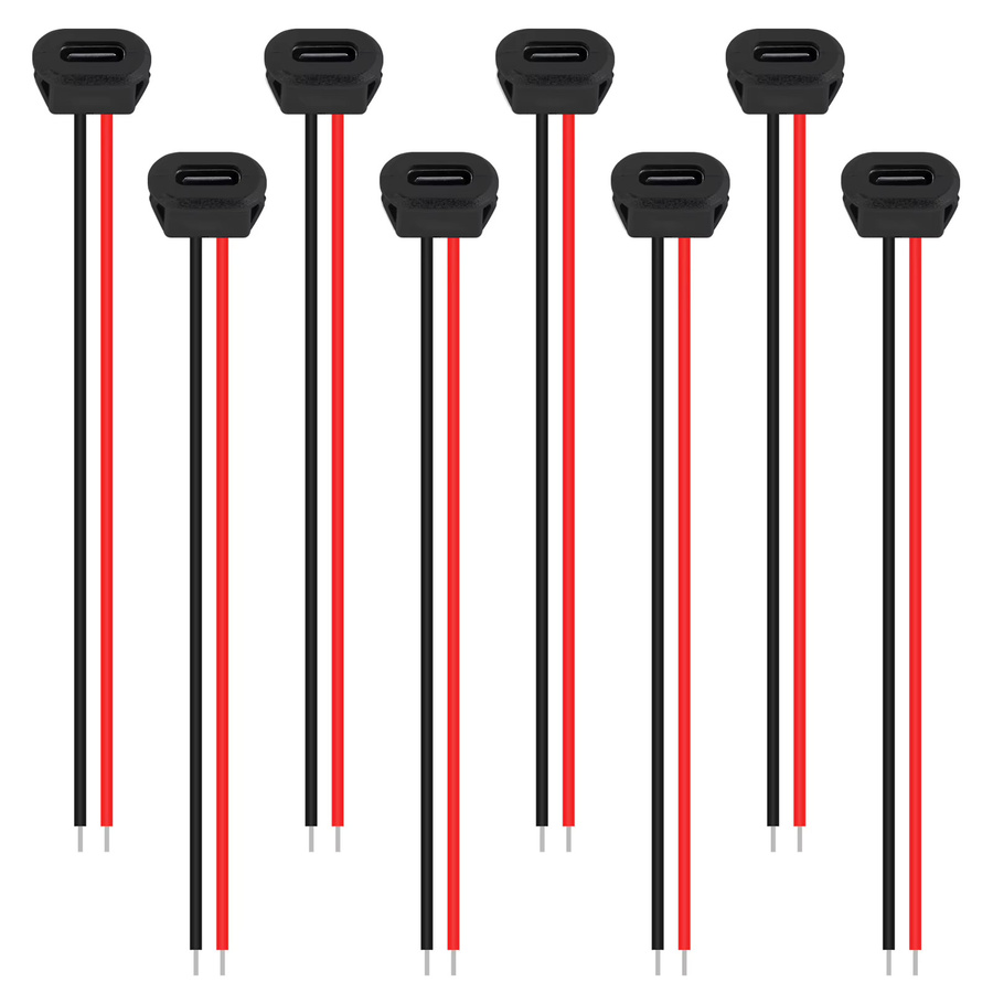 10er Set AOKIN USB Typ-C Buchse Wasserdicht mit Schweißdraht in Schwarz - Bild 2
