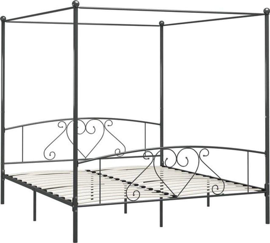 Vidaxl Himmelbett aus Metall in Grau und Schwarz, Klassisches Design, B/T: 200 x 200 cm - Bild 1