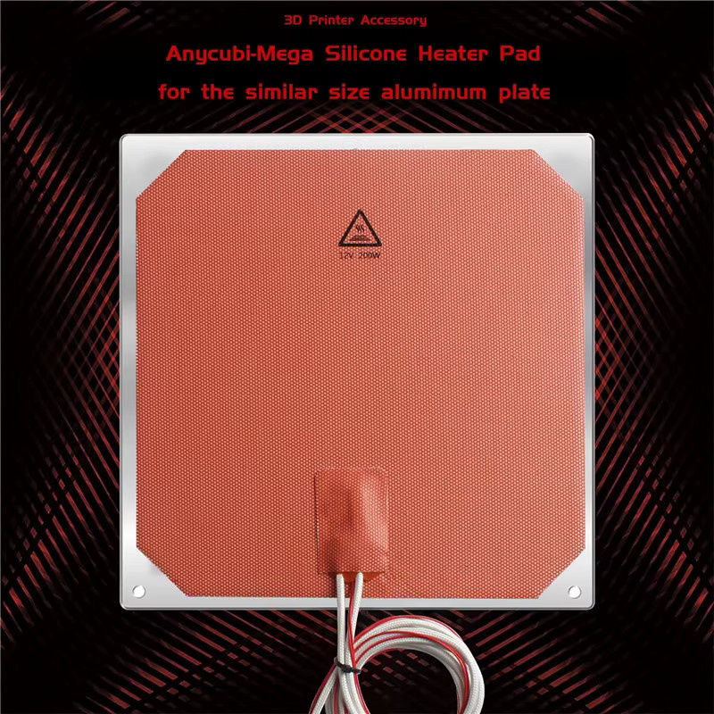 Anycubic Silikon-Heizkissen 12V 200W mit eingebautem NTC100K-Thermistor für Anycubic i3 Mega S Mega Pro, Anet A8 und A6, Breite: 21,8 cm, Tiefe: 21,8 cm - Bild 4