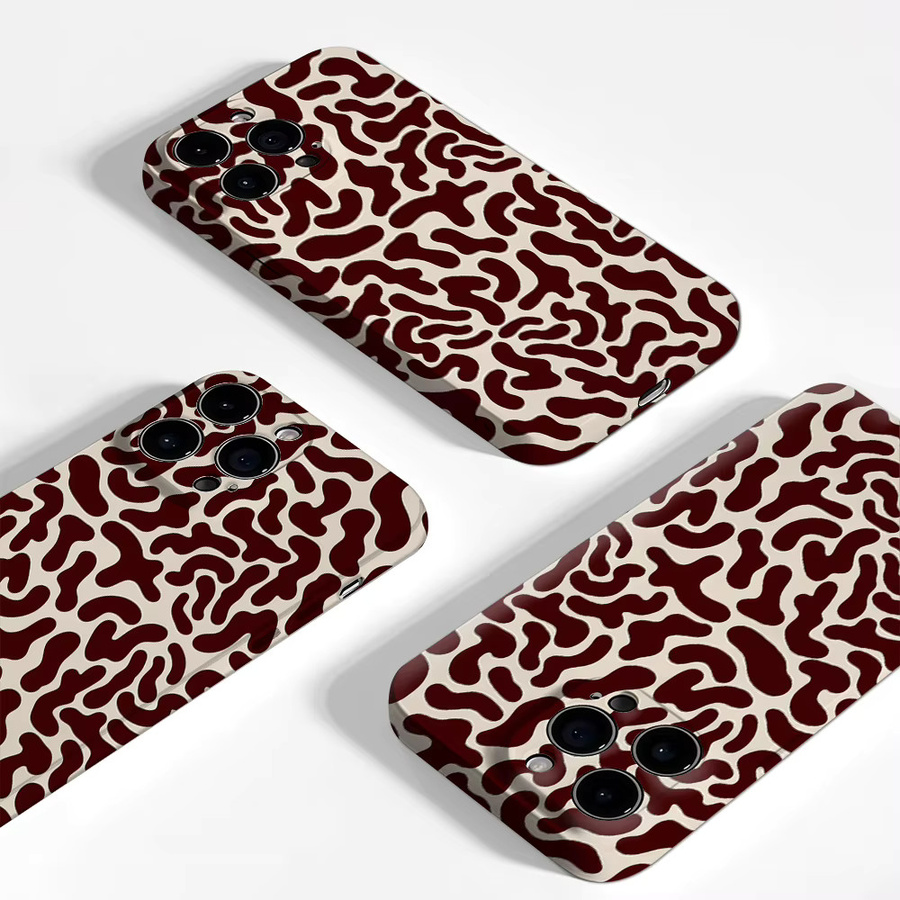 Handyhülle mit unregelmäßigem Muster in Braun und Weiß für Apple iPhone 17 16 15 14 13 Pro Max Plus mit doppelschichtiger Rückseite - Bild 4