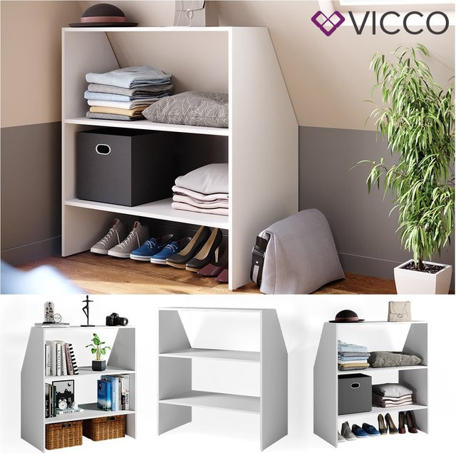 VICCO Dachschrägenregal Standregal in Weiß für Wohnzimmer und Esszimmer - Bild 1