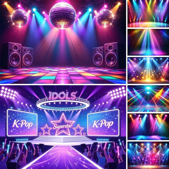 Yeele RGB Neonlicht Retro-Fotohintergrund in Multicolour für Disco, Party und Bühne - Bild 1